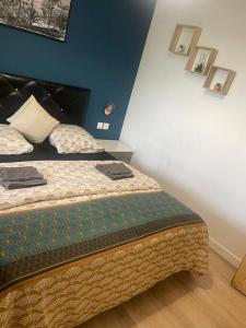 ein Schlafzimmer mit einem Bett in einem Zimmer in der Unterkunft L5/villiers-le-bel proche Roissy in Villiers-le-Bel