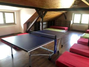 una mesa de ping pong en el medio de una habitación en VLADIMÍR, rekreační středisko en Šternberk