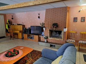 珀爾瓦的住宿－拉妮瑪雅民宿，带沙发和壁炉的客厅