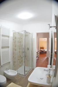 W łazience znajduje się prysznic i umywalka. w obiekcie Casa Vacanze Donna Lucia w mieście Castel di Sangro