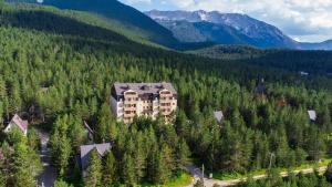 an apartment building in the middle of a forest of trees at Apartman Lux Blidinje Risovac in Blidinje