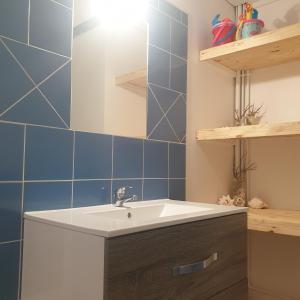 聖安妮的住宿－Bungalow cocodile，一间带水槽和镜子的浴室