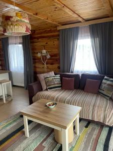 a living room with a couch and a coffee table at Zlatar Resort & SPA in Nova Varoš