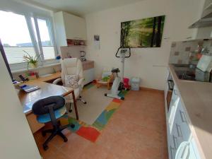 a kitchen with a desk and a chair in a room at Apartma Velesa in Rače