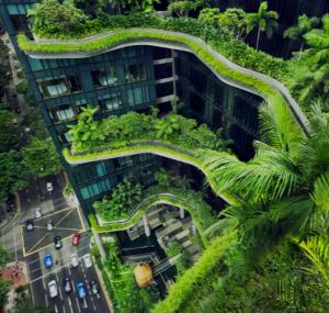 una vista sul soffitto di un edificio con piante sopra di Luxury 1Bedroom Apartment in Singapore! a Singapore