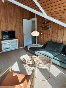 ein Wohnzimmer mit Sofa und Tisch in der Unterkunft Vacation House In Arrild Ferieby in Toftlund