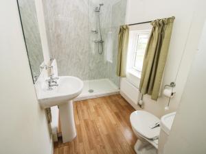 a bathroom with a sink and a toilet and a shower at Stockbatch Granary in Shrewsbury