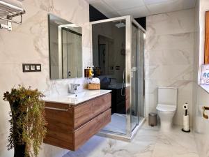 La salle de bains est pourvue d'un lavabo, d'une douche et de toilettes. dans l'établissement Libelle Andalusian Hideaway C, à Grenade