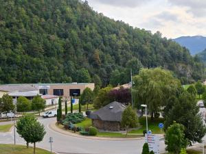 a small town in front of a mountain at Allotjaments Bruc in Camprodon