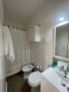 bagno bianco con servizi igienici e lavandino di Luminoso dpto 3 ambientes - Barrio Chino - River - FLENI a Buenos Aires