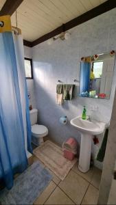 łazienka z umywalką i toaletą w obiekcie Casa privada Hospedaje Rural Oro tinto w mieście Santa Cruz