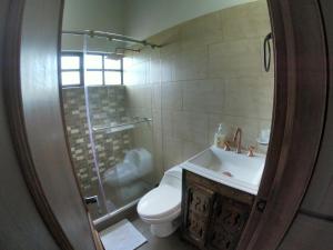 ドゥイタマにあるMi terrunio-Alojamiento ruralのバスルーム(トイレ、洗面台、シャワー付)
