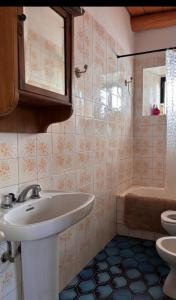 y baño con lavabo y aseo. en La casita en la Alcornocosa -Sevilla en Sevilla