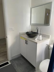a bathroom with a sink and a mirror at Mama Gol in Richmond Hill +11 photos