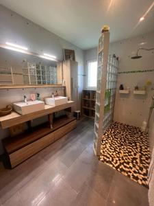 Kúpeľňa v ubytovaní Maison en bois , plein pieds,piscine privative