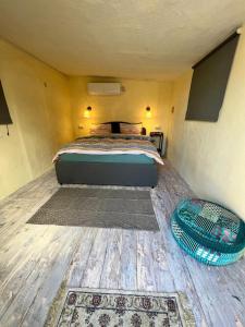 1 dormitorio con cama y alfombra en el suelo en Chen in Ezuz en ‘Ezuz