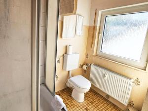 baño pequeño con aseo y ventana en Cozy Apartment in Klein-Winternheim, en Klein-Winternheim