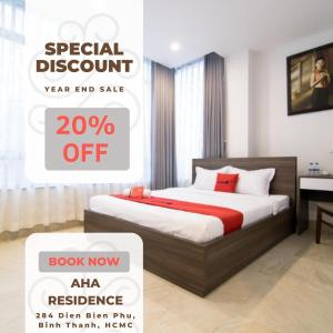 a bedroom with a bed in a room with a discount at AHA Residence Dien Bien Phu near Hang Xanh Binh Thanh in Ho Chi Minh City