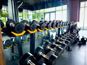 Beacon Executive Suite with SkyPool 3BR 9pax Georgetown Penang的健身中心和/或健身设施