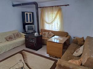 a living room with a couch and a tv at Denis's House in Gramsh