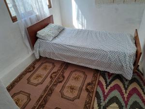 Gramsh的住宿－Denis's House，卧室配有一张床,地板上铺有地毯