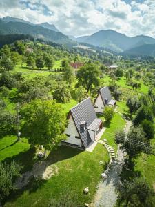 an aerial view of a house in a field at Aruna Bran in Bran