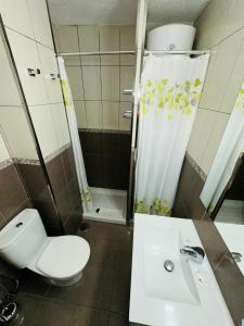 a bathroom with a toilet and a sink and a shower at Las Vistas Beach Los Cristianos 2 Swimming Pools in Los Cristianos