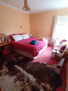 a bedroom with a large bed with a damaged floor at Lily's Place - up to 4 persons in Birr