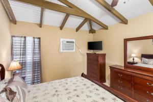 a bedroom with a bed and a dresser and a mirror at Caribbean View for You condo in Christiansted