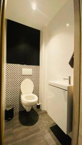 a bathroom with a white toilet and a sink at Cosy et joli appartement à Saint-Maurice in Saint-Maurice