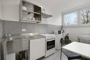 a kitchen with a sink and a dishwasher at Wohnung mit Balkon in Wuppertal in Wuppertal