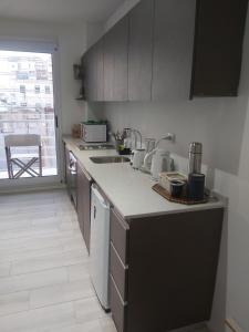 a kitchen with a sink and a counter top at Palmas de Recoleta in Buenos Aires