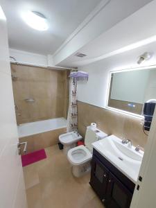 a bathroom with a white toilet and a sink at departamentos lasserre in Río Grande