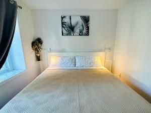 a bedroom with a large bed in a room at 2BR 1BA Guest Suite - Free Parking - Central Location w/ Mountain-View in Vancouver