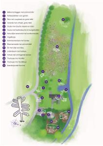 un diagrama de un parque con un mapa de un campo en Tiny House met sauna, vrij uitzicht, midden in de natuur 