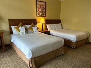 een hotelkamer met 2 bedden en een lamp bij Private Unit at The Camp John Hay Manor in Baguio