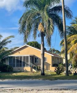 a house with palm trees in front of it at Winfield Manor home in Governorʼs Harbour
