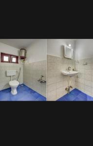 a bathroom with a toilet and a sink at HILL BIRD HERITAGE HOME Stay in Ooty