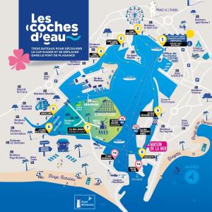 a map of the beaches and attractions at Studio Chaleureux au Cap d’Agde in Cap d'Agde