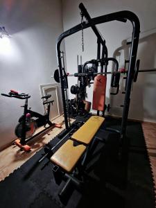 a gym with two exercise bikes in a room at Casa Mejorana in Hinojos