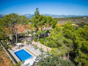 - une vue aérienne sur la maison avec une piscine et des arbres dans l'établissement Ideal Property Mallorca - Can Davero, à Binissalem