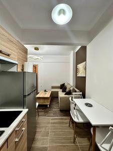 Il dispose d'une cuisine et d'un salon avec un canapé et une table. dans l'établissement The A&D Urban Central Retreat, à Thessalonique