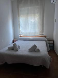 萊魯埃拉的住宿－Balcón de La Iruela，一间卧室配有一张带两个枕头的床