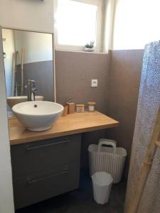 a bathroom with a sink and a mirror at Duplex Toulon centre in Toulon