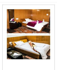 2 fotos de un dormitorio con 2 camas en The Monyul Residency, en Tawang