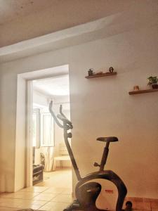 a statue of a person on a exercise bike in a room at Argyro's vintage House in Spílion