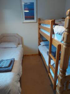 1 dormitorio con 2 literas y escalera en Ivy Cottage, en Montrose