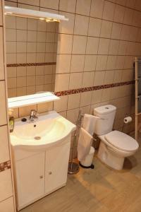 een badkamer met een toilet en een wastafel bij Beatriz (C): Tranquilidad y playa. in Breña Baja