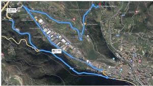 mapa proponowanej trasy nakładu oczyszczania w obiekcie Ai Cinque Campanili w mieście Finale Ligure