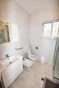 ein Bad mit einem WC und einem Waschbecken in der Unterkunft Villa Alba in Shkodra